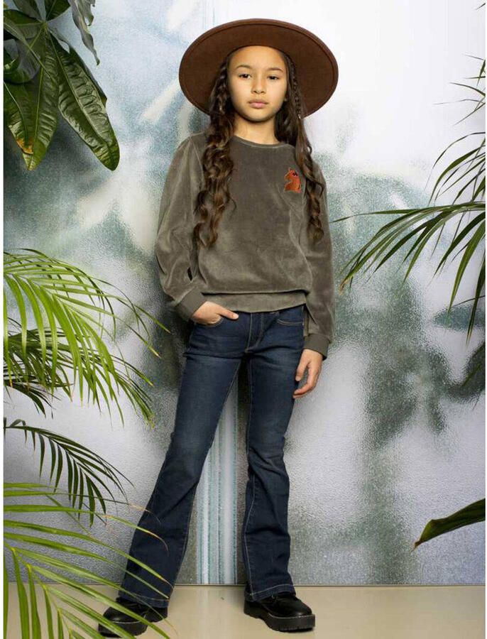 Moodstreet flared jeans donkerblauw Meisjes Stretchdenim Effen 152 - Foto 2