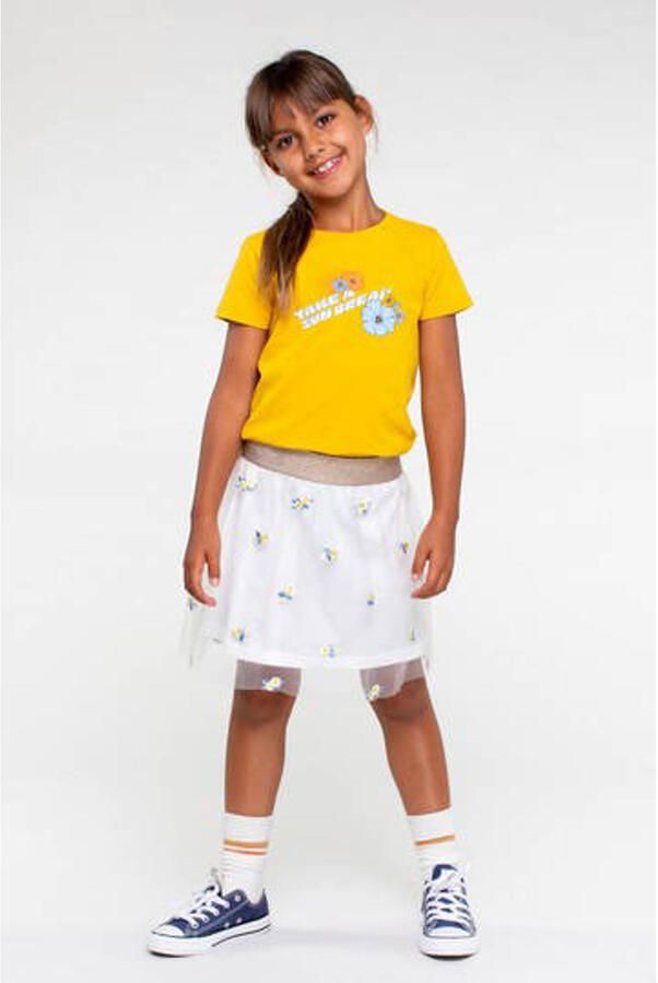 Moodstreet gebloemde rok offwhite Wit Meisjes Polyester Bloemen 110 116