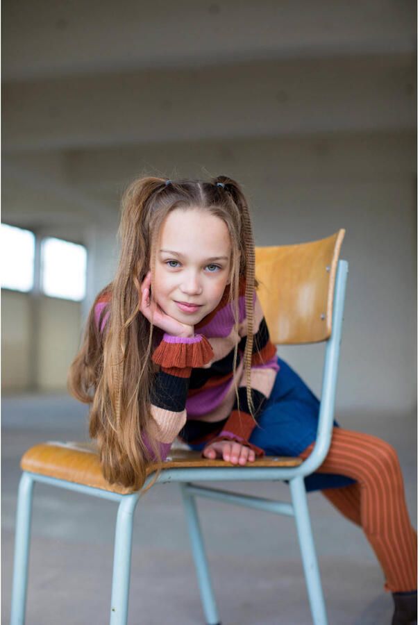 Moodstreet gestreepte longsleeve oudroze bruin beige - Foto 2