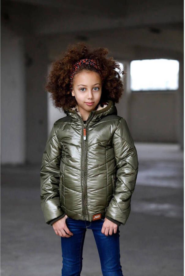 Moodstreet gewatteerde winterjas van polyester metallic groen - Foto 2