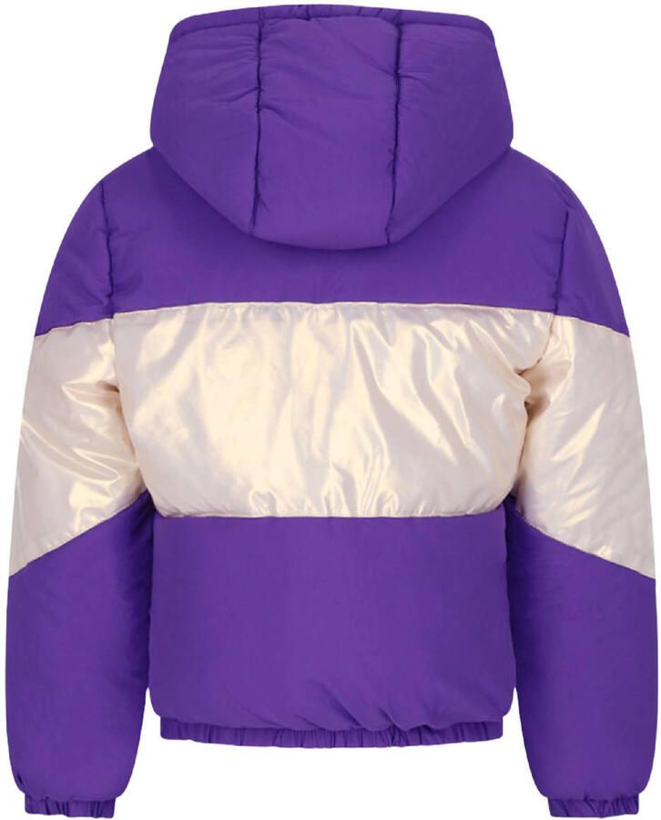 Moodstreet gewatteerde winterjas paars offwhite - Foto 2