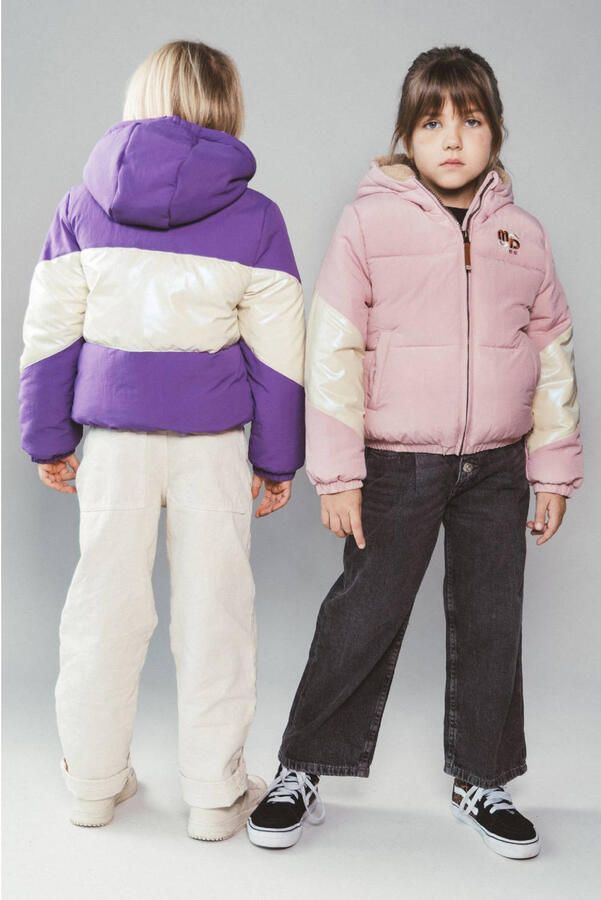 Moodstreet gewatteerde winterjas roze offwhite Meisjes Polyester Capuchon - Foto 3