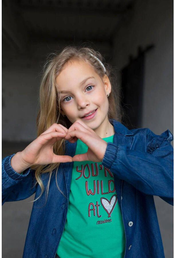 Moodstreet longsleeve met printopdruk groen - Foto 1