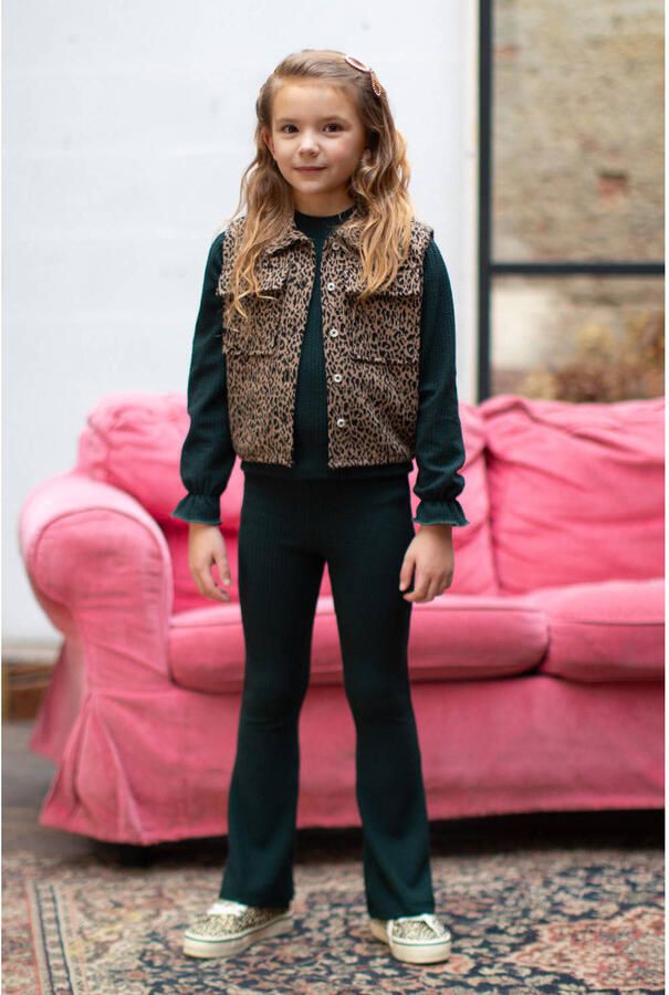 MOODSTREET Meisjes Tops & T-shirts Top Sammy Structure Knit Donkergroen - Foto 4