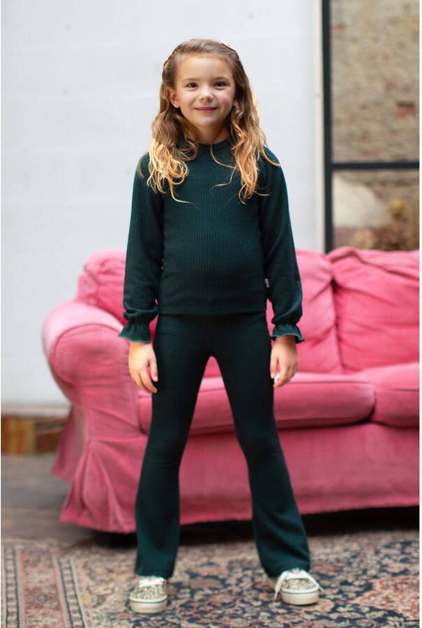 MOODSTREET Meisjes Tops & T-shirts Top Sammy Structure Knit Donkergroen