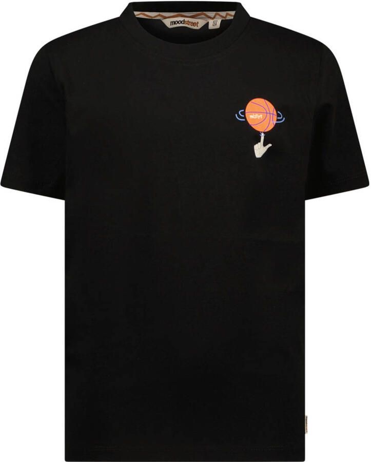 MOODSTREET Jongens Polo's & T-shirts T-shirt Lewis Basketball Zwart - Foto 3