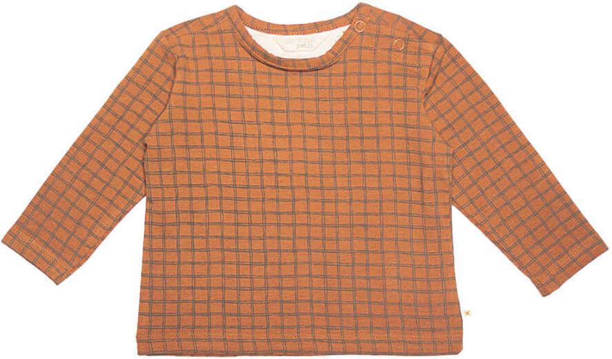 Moodstreet Petit baby geruite longsleeve Sacha van biologisch katoen caramel