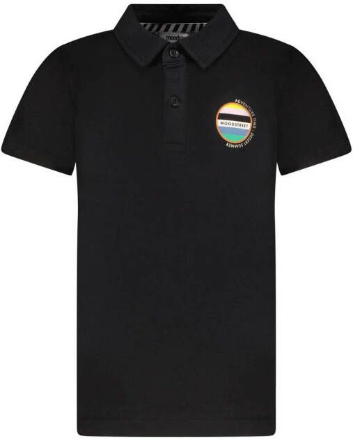 Moodstreet polo met printopdruk zwart