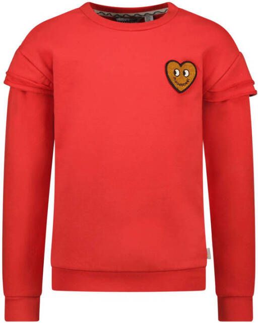 Moodstreet sweater met patches rood