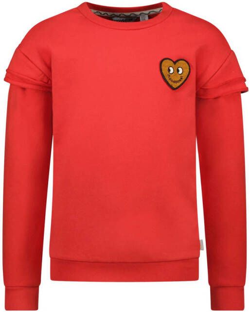 Moodstreet sweater met patches rood