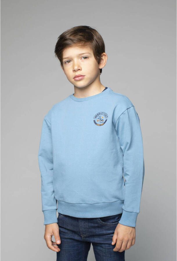 Moodstreet sweater met backprint lichtblauw