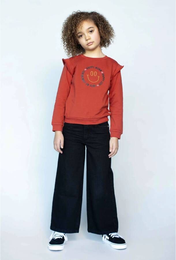 Moodstreet sweater met printopdruk 261 redwood Rood Meisjes Katoen (duurzaam) Ronde hals 98 104