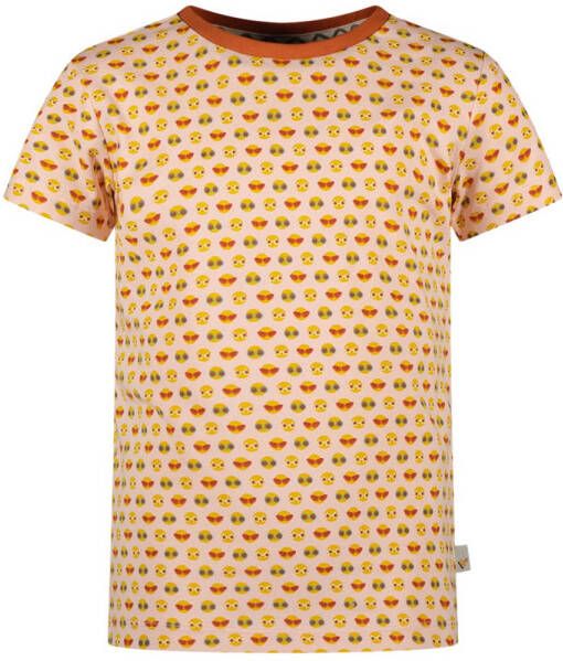 Moodstreet T-shirt met all over print oranje