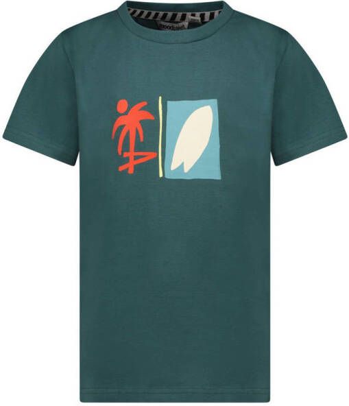 Moodstreet T-shirt met printopdruk donkergroen