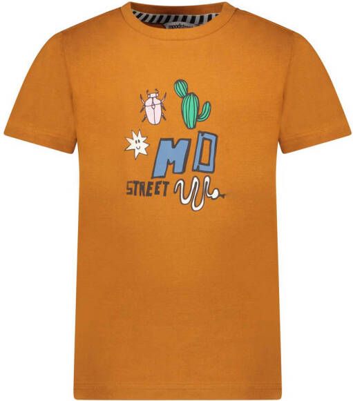 Moodstreet T-shirt met printopdruk toffee bruin