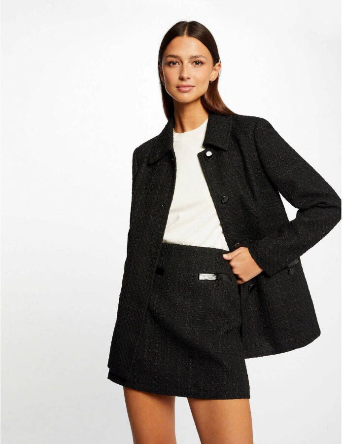 Morgan gemêleerde jasje met contrastbies zwart grijs