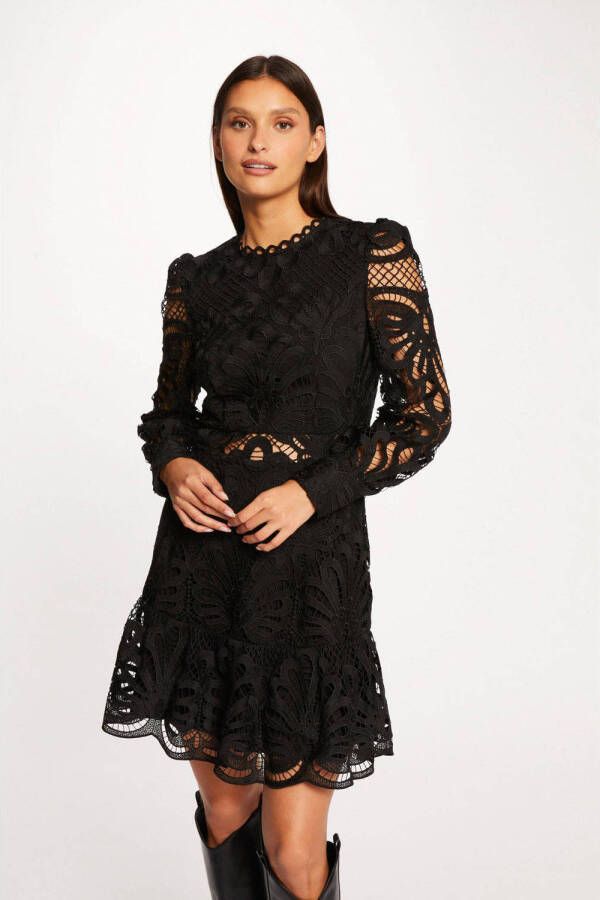 Morgan kanten jurk semi-transparant zwart