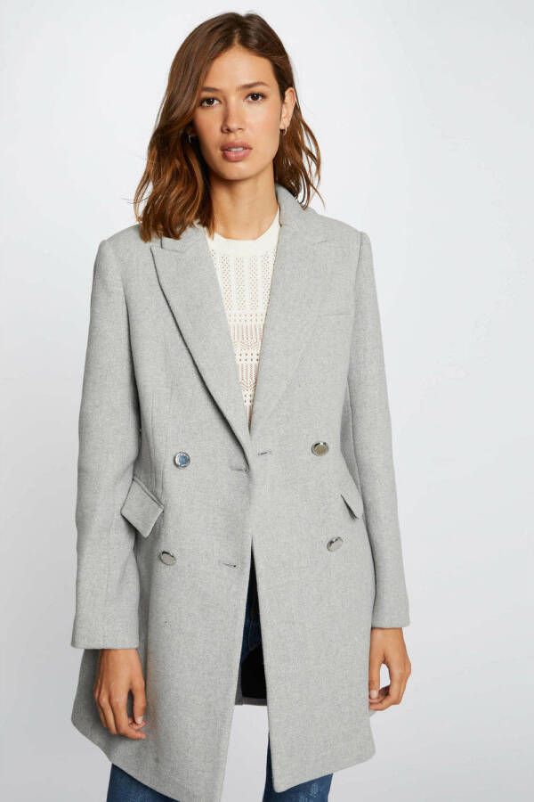 Morgan coat met wol lichtgrijs melêe