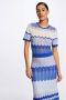 Morgan fijngebreide maxi jurk met all over print blauw ecru - Thumbnail 1