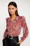 Morgan gebloemde semi-transparante blouse rood roze ecru - Thumbnail 1