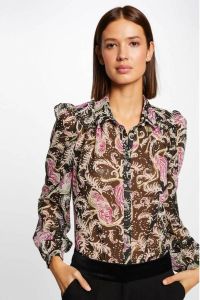 Morgan geweven blouse met all over print bruin roze beige