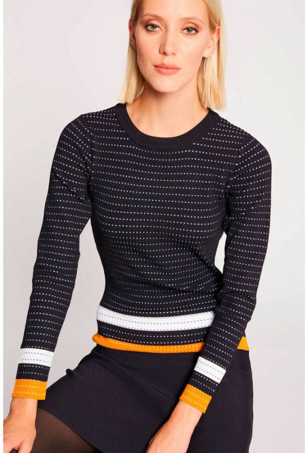 Morgan gestreepte jurk marine geel