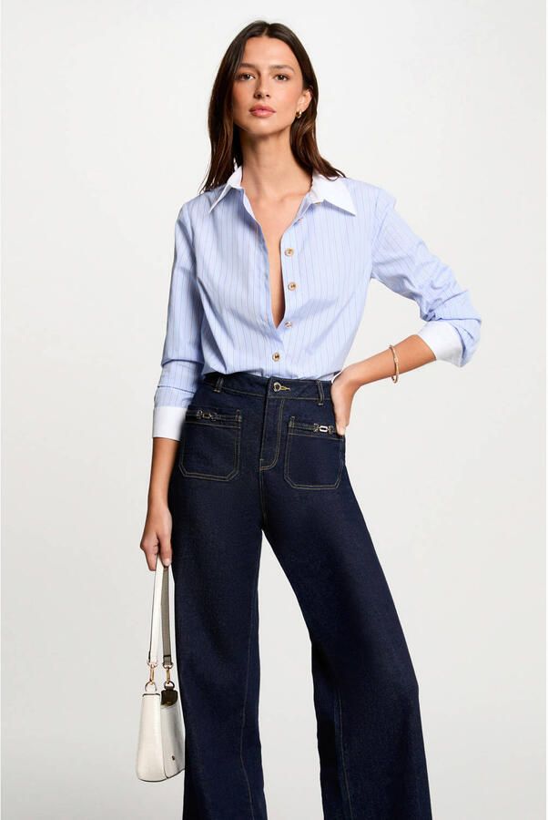 Morgan gestreepte blouse lichtblauw