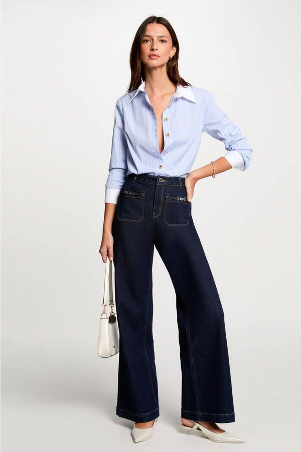 Morgan gestreepte blouse lichtblauw - Foto 2