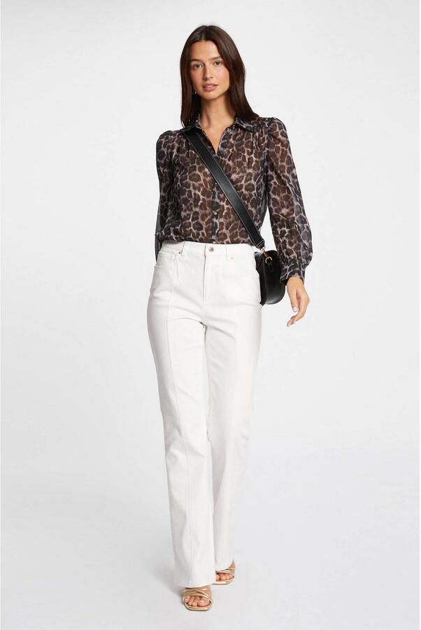 Morgan blouse met panterprint bruin