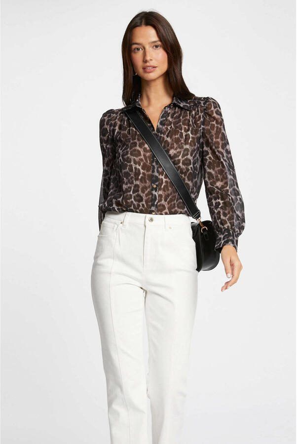Morgan blouse met panterprint bruin - Foto 3