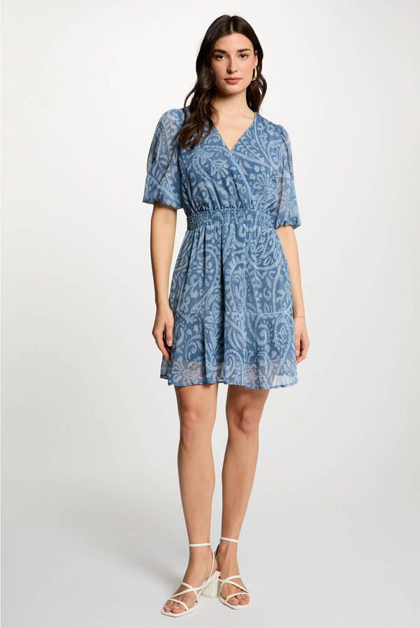Morgan bohemian jurk met paisley print blauw - Foto 3
