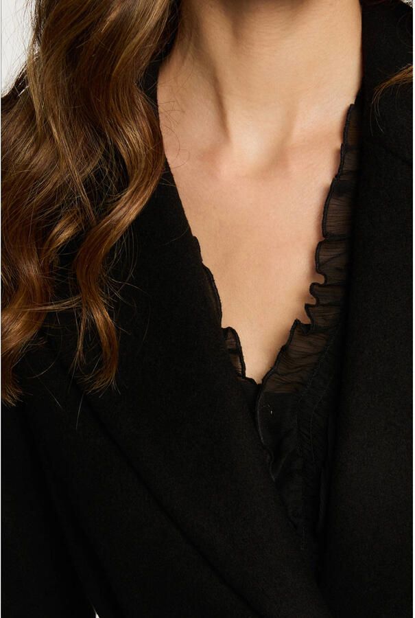 Morgan bouclé manteljas zwart