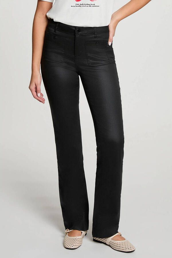 Morgan coated bootcut jeans zwart