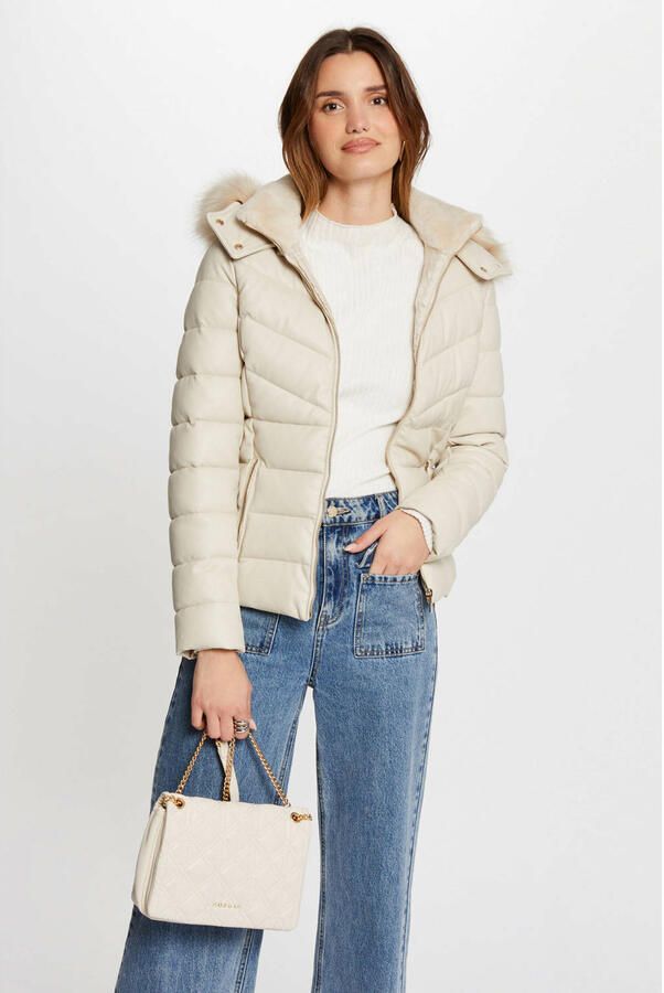 Morgan coated gewatteerde winterjas ivoire - Foto 3