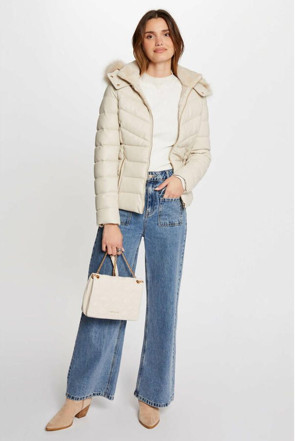 Morgan coated gewatteerde winterjas ivoire