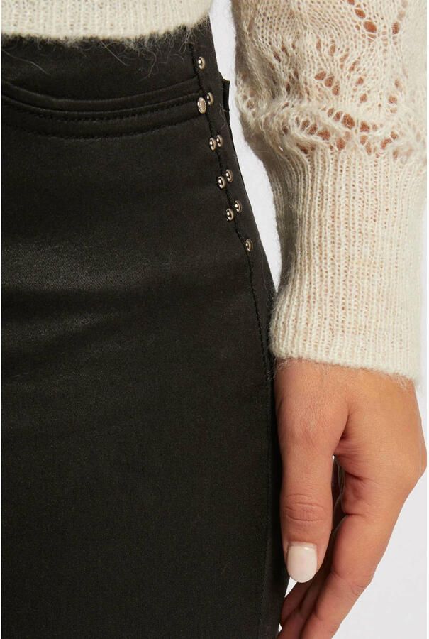 Morgan coated skinny broek zwart