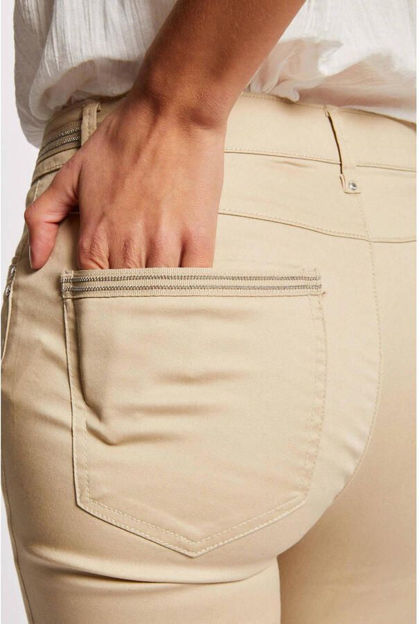 Morgan coated slim fit broek beige