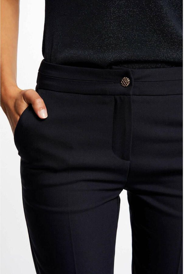 Morgan cropped low waist slim fit pantalon marineblauw - Foto 3