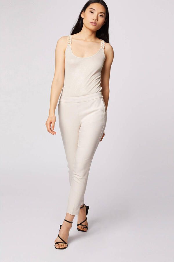 Morgan cropped slim fit broek ecru - Foto 2