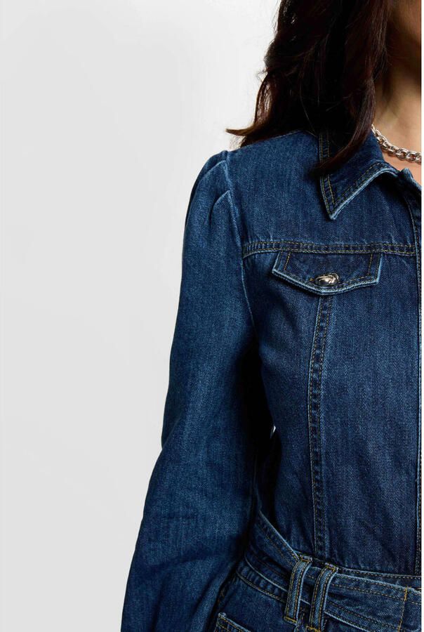 Morgan denim A-lijn jurk dark blue denim