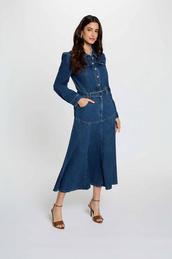Morgan denim A-lijn jurk dark blue denim - Foto 2