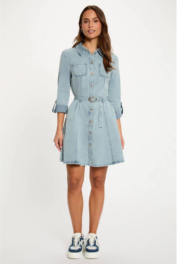 Morgan denim A-lijn jurk light blue denim - Foto 3