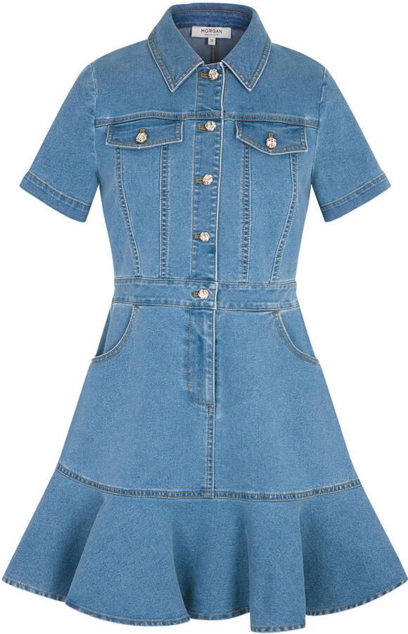 Morgan denim A-lijn jurk medium blue denim - Foto 3