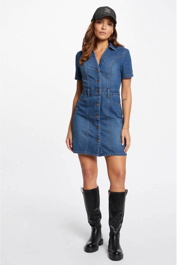 Morgan denim blousejurk medium blue - Foto 3
