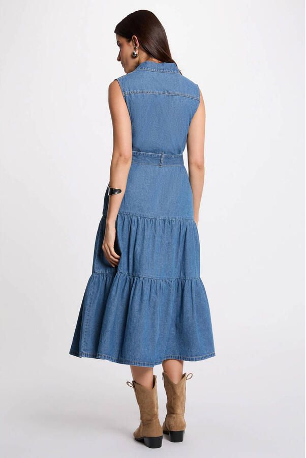 Morgan denim blousejurk medium blue - Foto 3