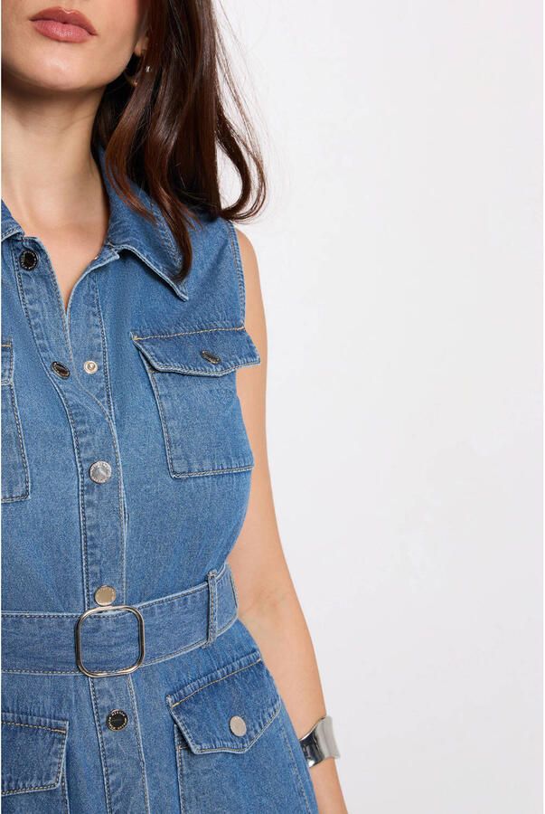 Morgan denim blousejurk medium blue - Foto 2