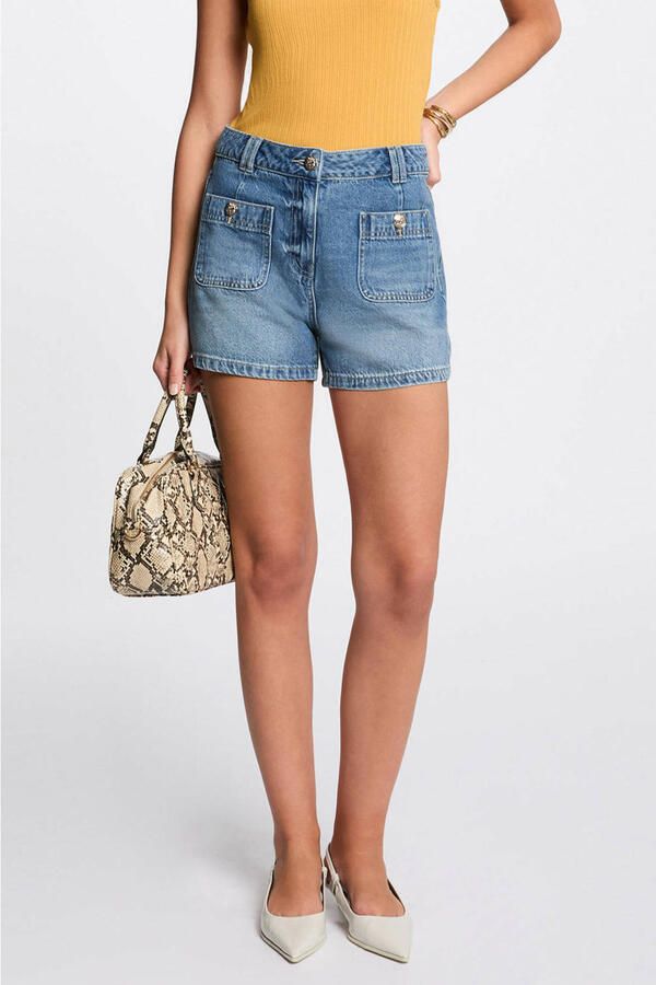 Morgan denim regular waist short medium blue denim