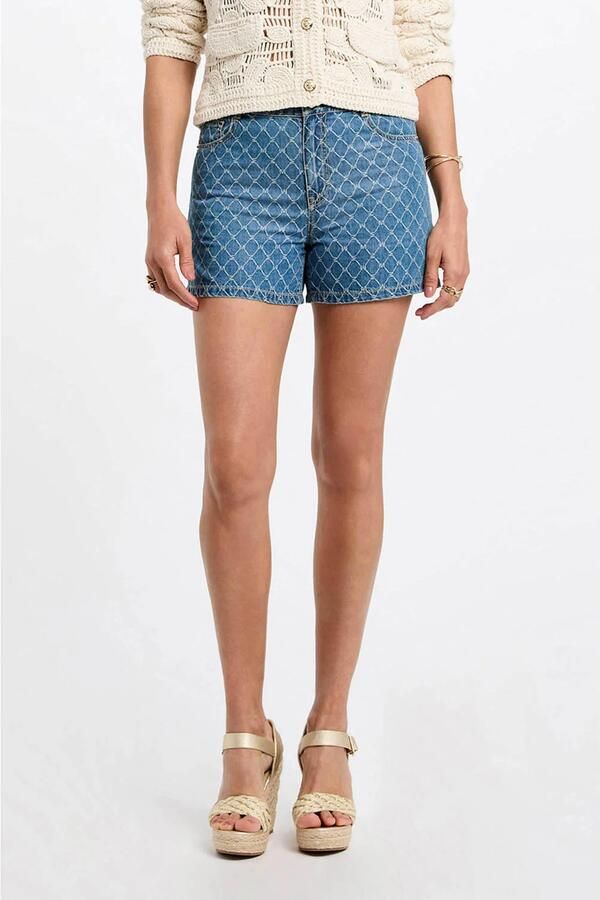 Morgan denim slim regular waist short medium blue denim