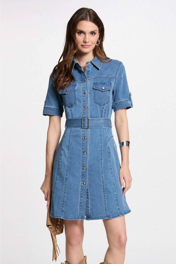 Morgan denim spijkerjurk dark blue denim - Foto 3