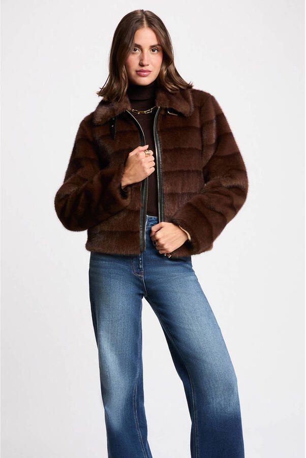 Morgan faux fur jas bruin